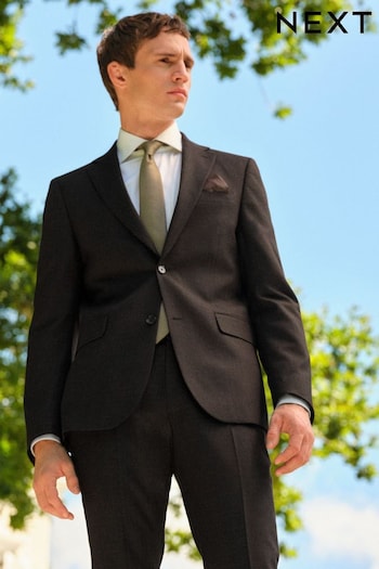 Brown Slim Fit Textured Wool Suit (327443) | £99