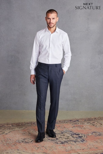 White Slim Fit Double Cuff Signature Trimmed Shirt (327526) | £44