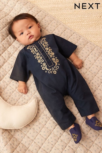 Navy Blue Occasion Baby Romper (0mths-2yrs) (327602) | £20 - £22