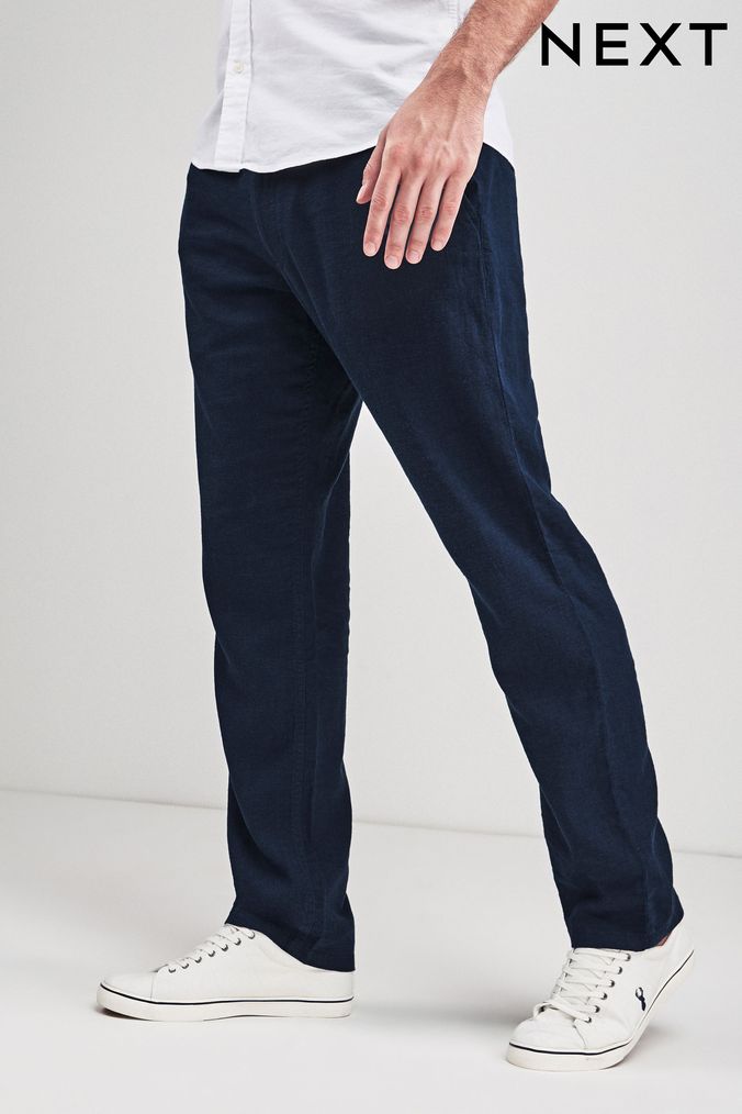 Navy Bambridge Linen Trousers  Mens Country Clothing  Cordings