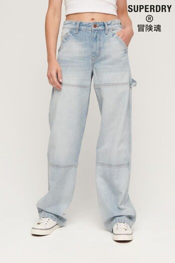 Superdry Blue Mid Rise Denim Carpenter Trousers (327934) | £65