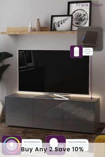 Frank Olsen Grey Smart LED Large TV Stand (327989) | £450
