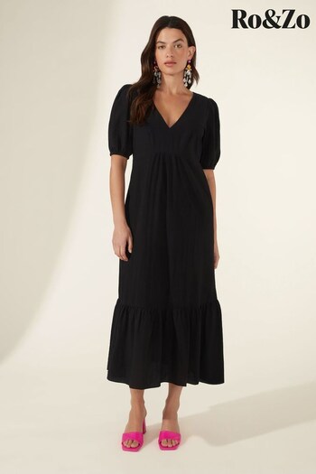 Ro&Zo Black Texture Midi Dress (328054) | £89