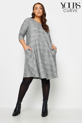 Yours Curve Grey Soft Touch Pocket Dress (328136) | £34