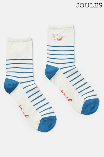 Joules Embroidered Blue/White Ankle Socks (328165) | £7.95