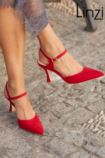 Linzi Red Natalia Open Back Stiletto Court Heels (328179) | £35