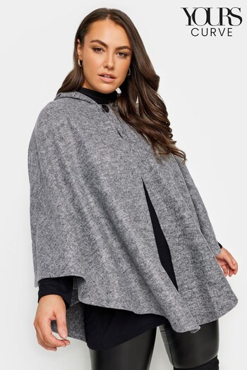 Yours Curve Grey Soft Touch Button Front Poncho (328320) | £37