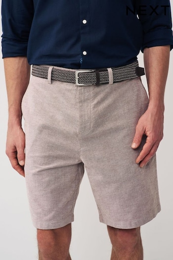 Clay Cotton Oxford Chino Shorts with Belt Included (328537) | £26