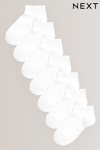 White 7 Pack Cotton Rich Trainer Socks (328583) | £6.50 - £8.50