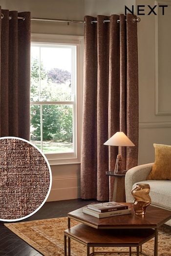Rust Brown JuzsportsShops Multi Chenille Eyelet Lined Curtains (329047) | £90 - £220