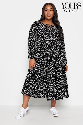 Yours Curve Black Textured Leopard Print Midaxi Dress (329099) | £37