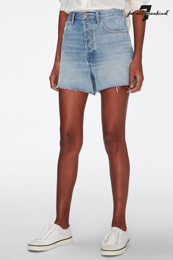 7 For All Mankind Blue Easy Ruby High Waist Shorts (329164) | £140