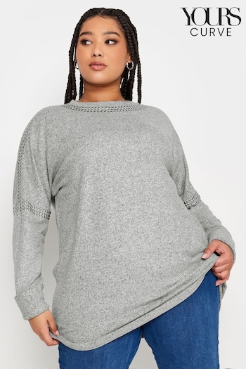 Yours Curve Grey Studded Batwing Jumper (329187) | £34