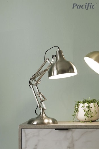 Pacific Chrome Brushed Silver & Matte Black Table Lamp (329383) | £90