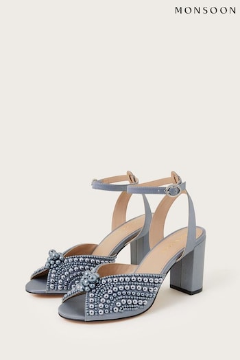 Monsoon Grey Pearl Block Heeled out Sandals (329536) | £100