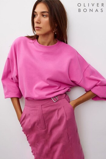Oliver Bonas Pink Drop Shoulder Sweatshirt (329738) | £45