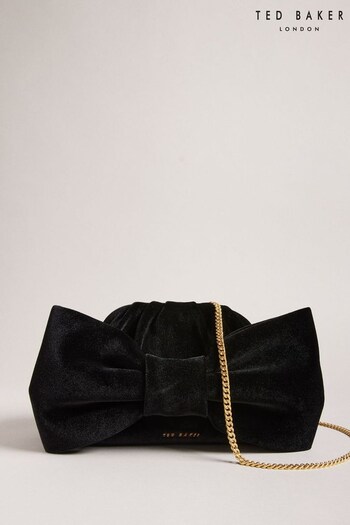 Ted Baker Niasie Velvet Bow Clutch Black Bag (329837) | £110