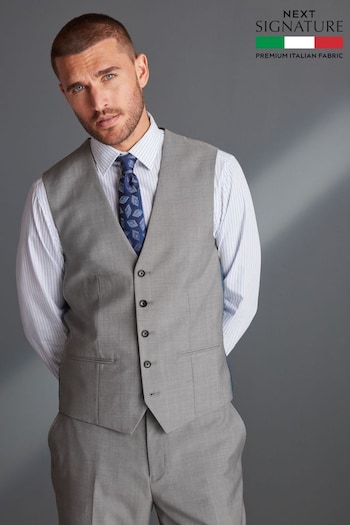 Light Grey Signature Tollegno Wool Suit Waistcoat (330021) | £60