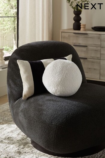 Ivory White Otis Round Borg Ball Cushion (330051) | £16