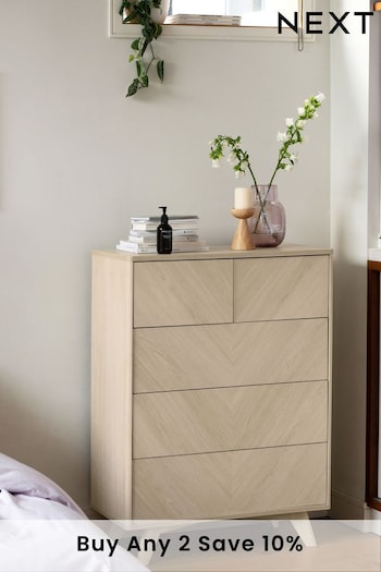 Natural Anderson Oak Effect 5 Drawer Chest of Drawers (330181) | £450