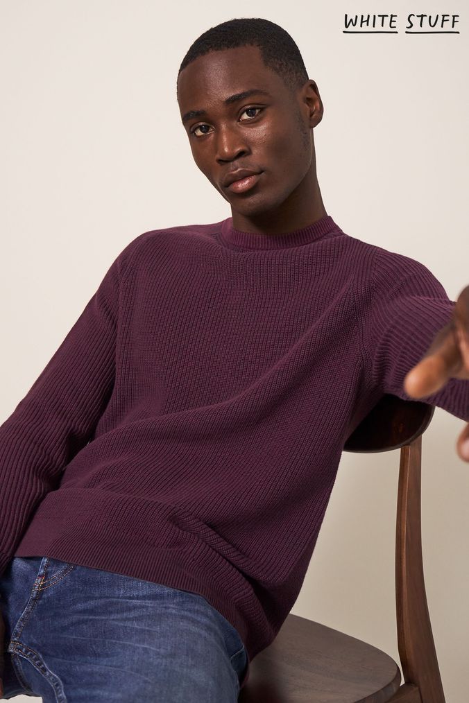 Mens purple clearance crew neck sweater