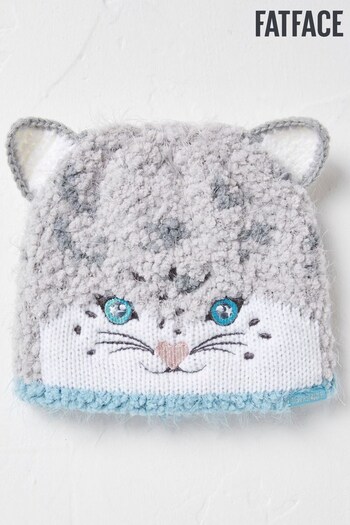 FatFace Grey Sadie Snow Leopard Print Beanie Hat (330320) | £12.50