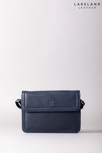 Lakeland Leather Blue Enderby Flapover Leather Cross Body Bag (330561) | £50