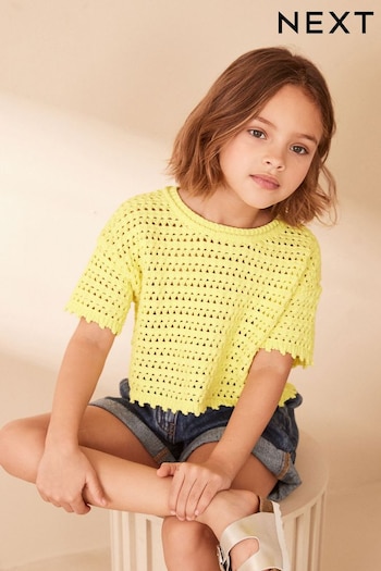 Yellow Crochet Knit Top (3-16yrs) (330592) | £19 - £24