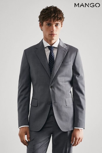 Mango Grey Slim Fit Virgin Wool Suit Blazer (330804) | £200
