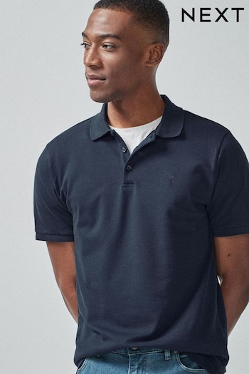 Blue Navy Slim Fit Pique Polo Shirt (330996) | £18