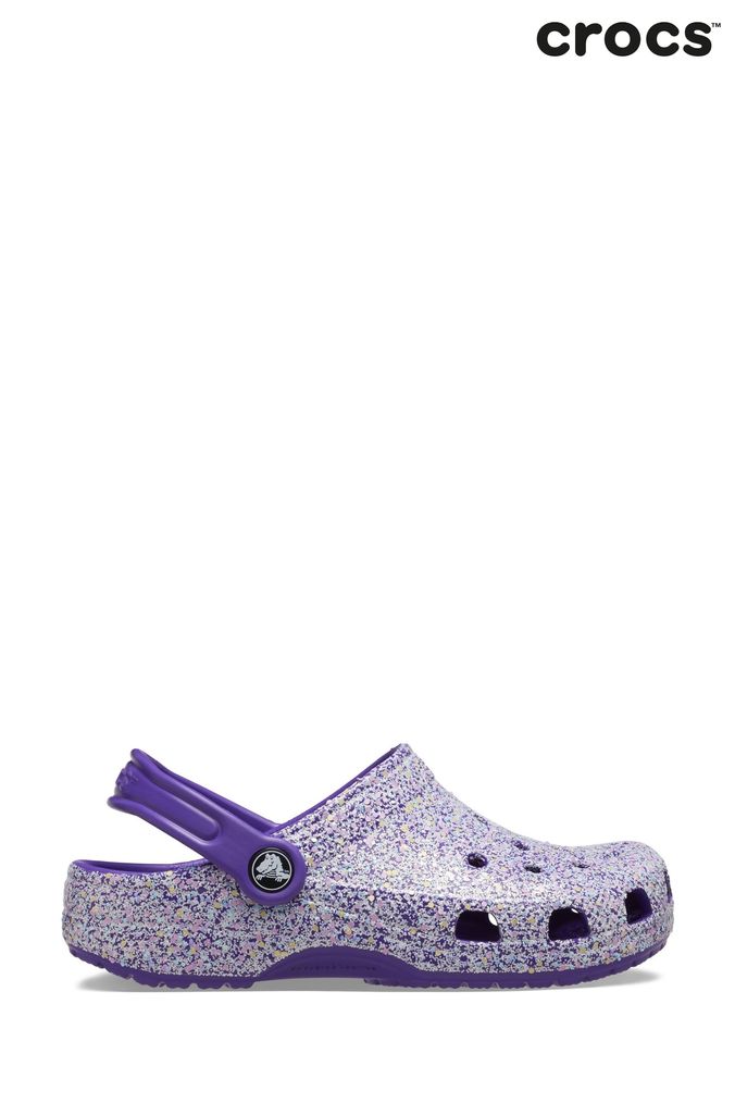 Crocs Purple Classic Glitter Clogs (330998) | £40
