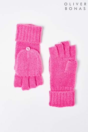 Oliver Bonas Pink Cable Fingerless Gloves (331059) | £22