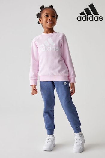 adidas Pink/Blue Moorerwear Essentials Logo Fleece Jogger Set (331286) | £35