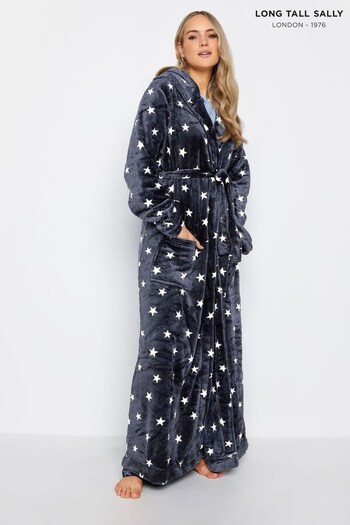 Long Tall Sally Blue Mini Star Hooded Maxi Robe (331768) | £27