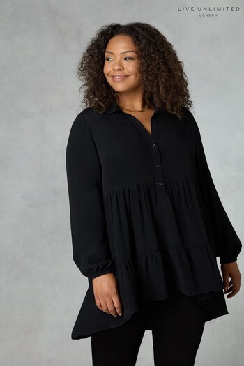 Live Unlimited Curve Tiered Black Tunic (331786) | £59