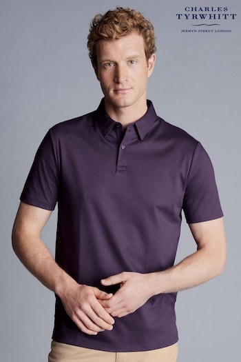 Charles Tyrwhitt Purple Plain Short Sleeve Jersey Polo Shirt (331921) | £60