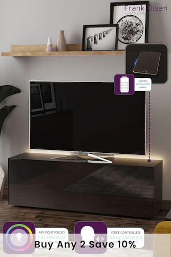 Frank Olsen Black Smart LED Large TV Stand (332064) | £450