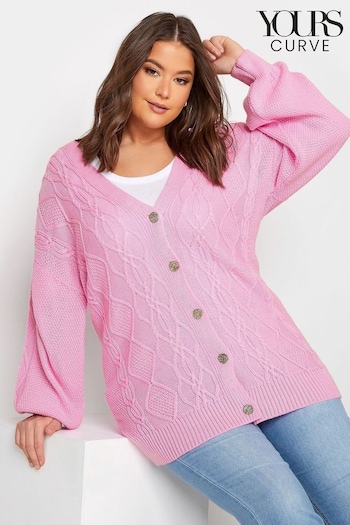 Yours Curve Pink Button Through Knitted Cardigan (332126) | £38