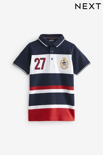Red/Blue Short Sleeve Colourblock Polo Mens Shirt (3-16yrs) (332329) | £12 - £17