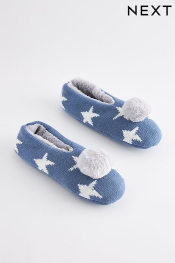 Navy Star Knitted Footsie Slippers (333115) | £12