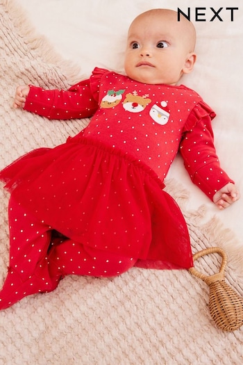 Red Baby Christmas Tutu Sleepsuit (0mths-3yrs) (333195) | £14 - £16
