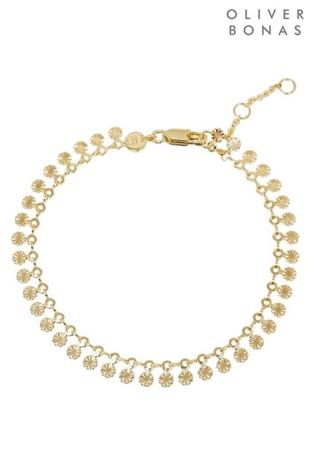 Oliver Bonas Gold Plated Itri Disc Chain Bracelet (333335) | £45