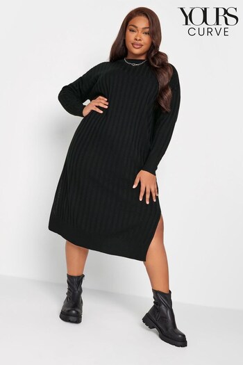 Yours Curve Black Ribbed Dress (333341) | £33