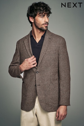 Brown Brushed Check Blazer With Wool (333688) | £99