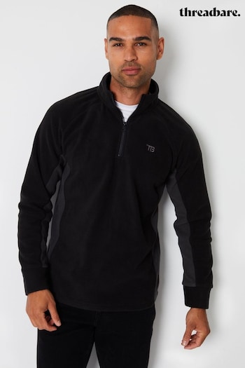 Threadbare Black Contrast Side Panel 1/4 Zip Fleece (333717) | £20