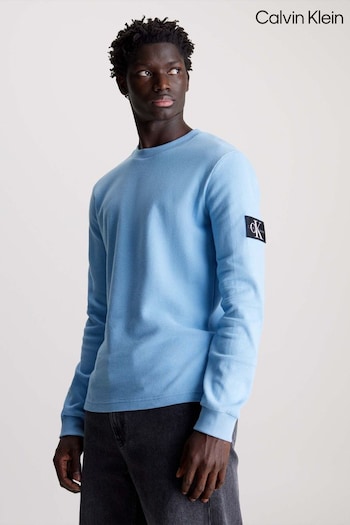 Calvin formie Klein Blue Badge Waffle Long Sleeve T-Shirt (333883) | £55