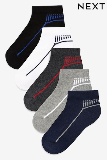 Multi 5 Pack Cushioned Footbed Sports Trainer Socks (334025) | £7 - £9