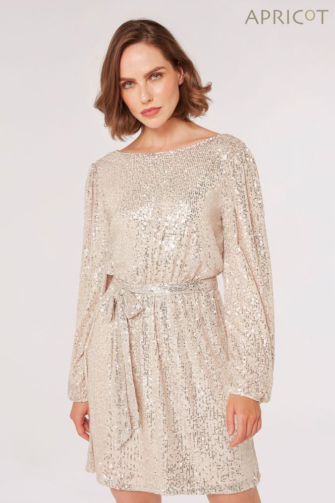 Sequin dress cream store