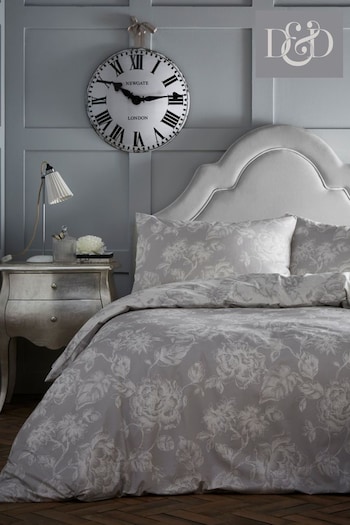 D&D Grey Mishka Vintage Floral Duvet Cover and Pillowcase Set (334405) | £18 - £35