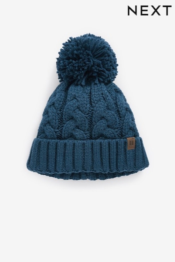 Teal Blue Knitted Cable Pom Hat (1-16yrs) (334410) | £6 - £10